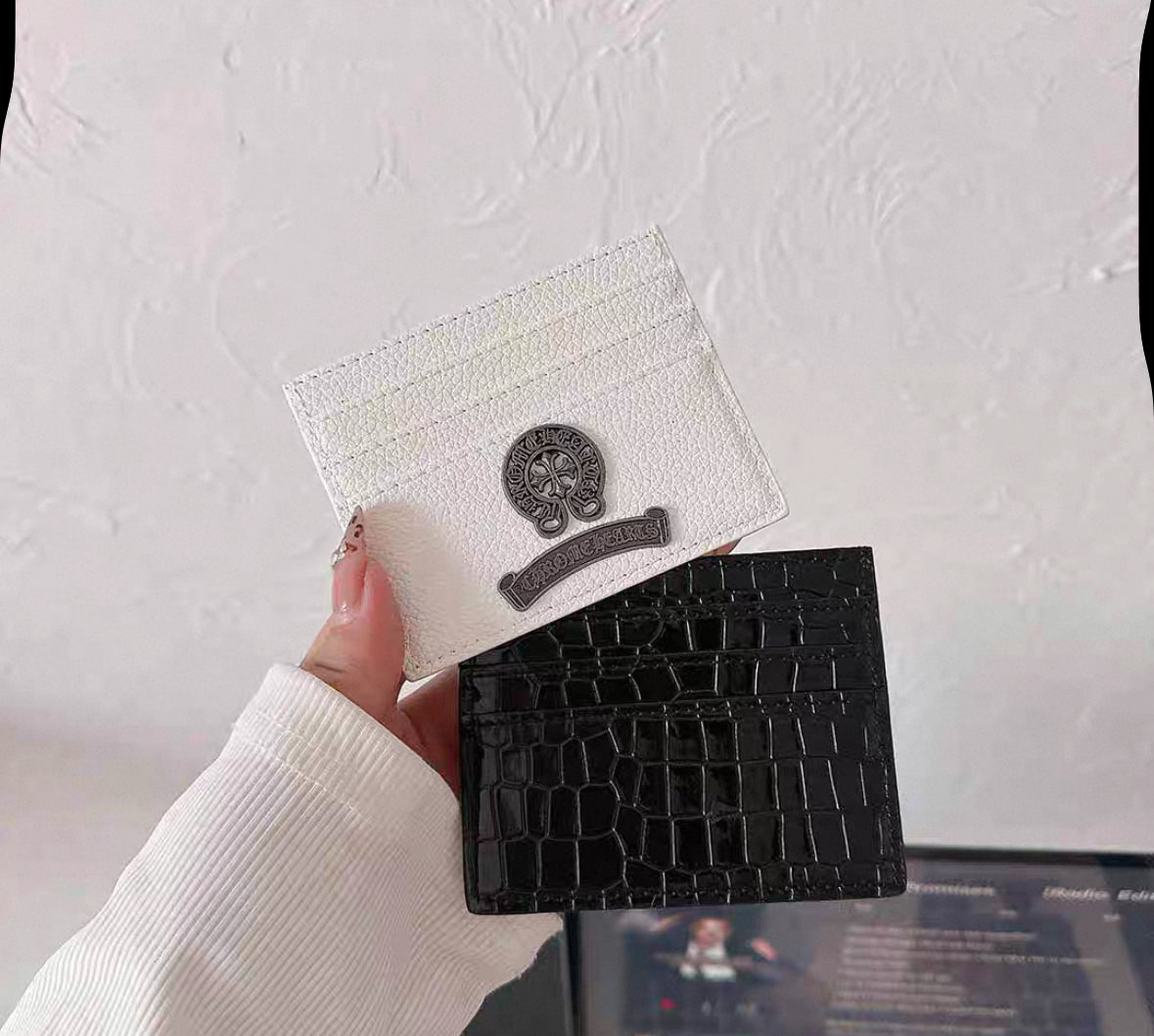 Luxury Gothic-Inspired Cardholder – Chrome Cross Leather Wallet (Multiple Styles)